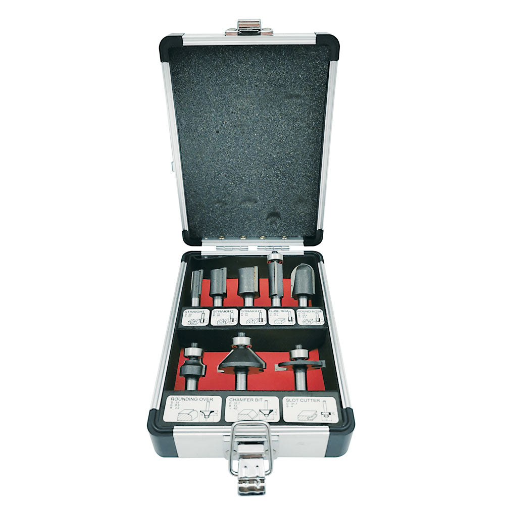 Teppichmesser-Set 8-teilig | Fräsersatz mit 8mm Schaft | Proftool