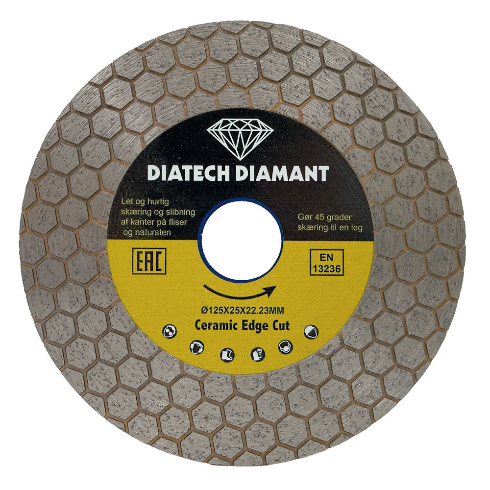 Diamanttrennscheibe 125x22,2 mm - GELB - Schmal - Für Fliesen und Klinker - Keramikschnitt