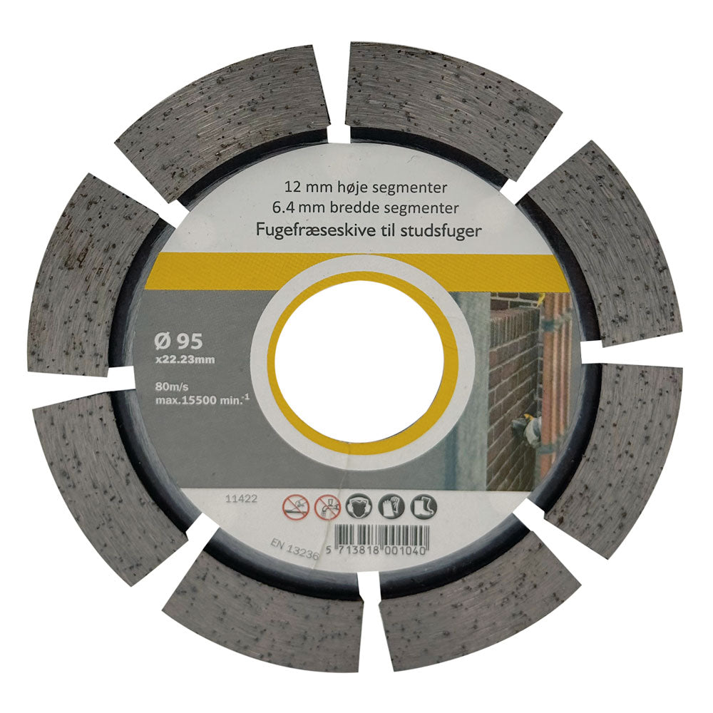 Mörtelfugenfräser DIA 95x6,4x22,2 mm - 12 mm Segment - für Stumpffugen