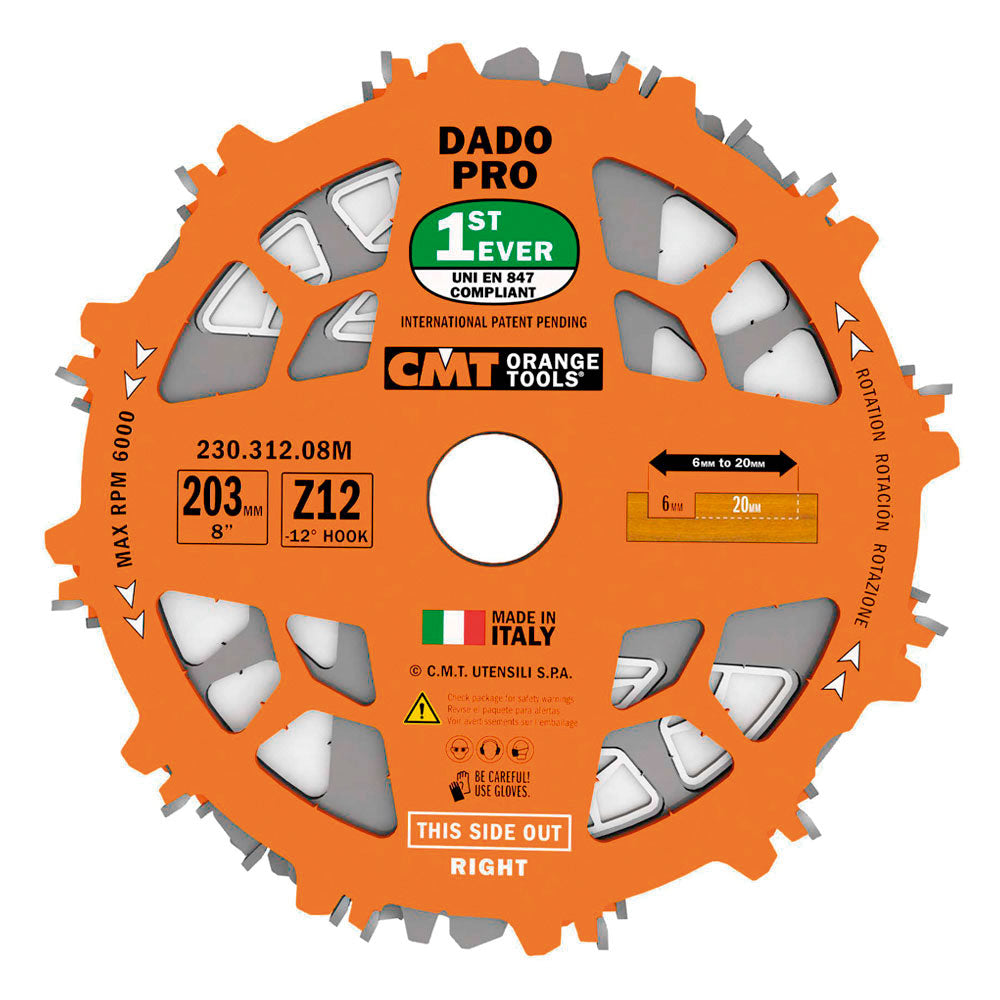 Dado Sägeblatt gesperrt Pro 203mm x 6-20mm x 30mm Z12