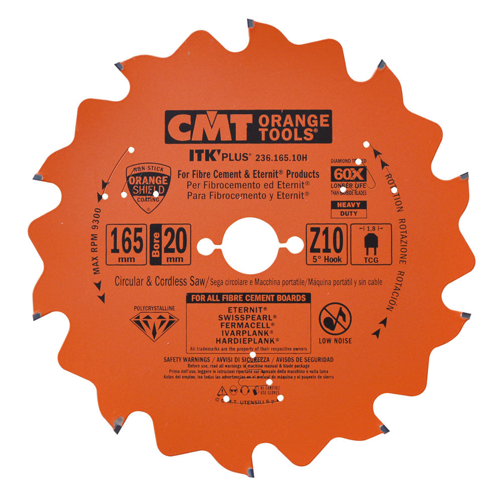 Sägeblatt PKD für Faserzement 165mm x 1,8mm x 20mm Z10 F