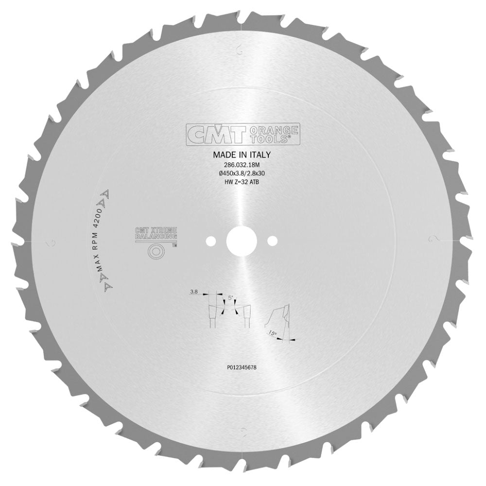 Sägeblatt 450mm x 3,8mm x 30mm Z32 WB