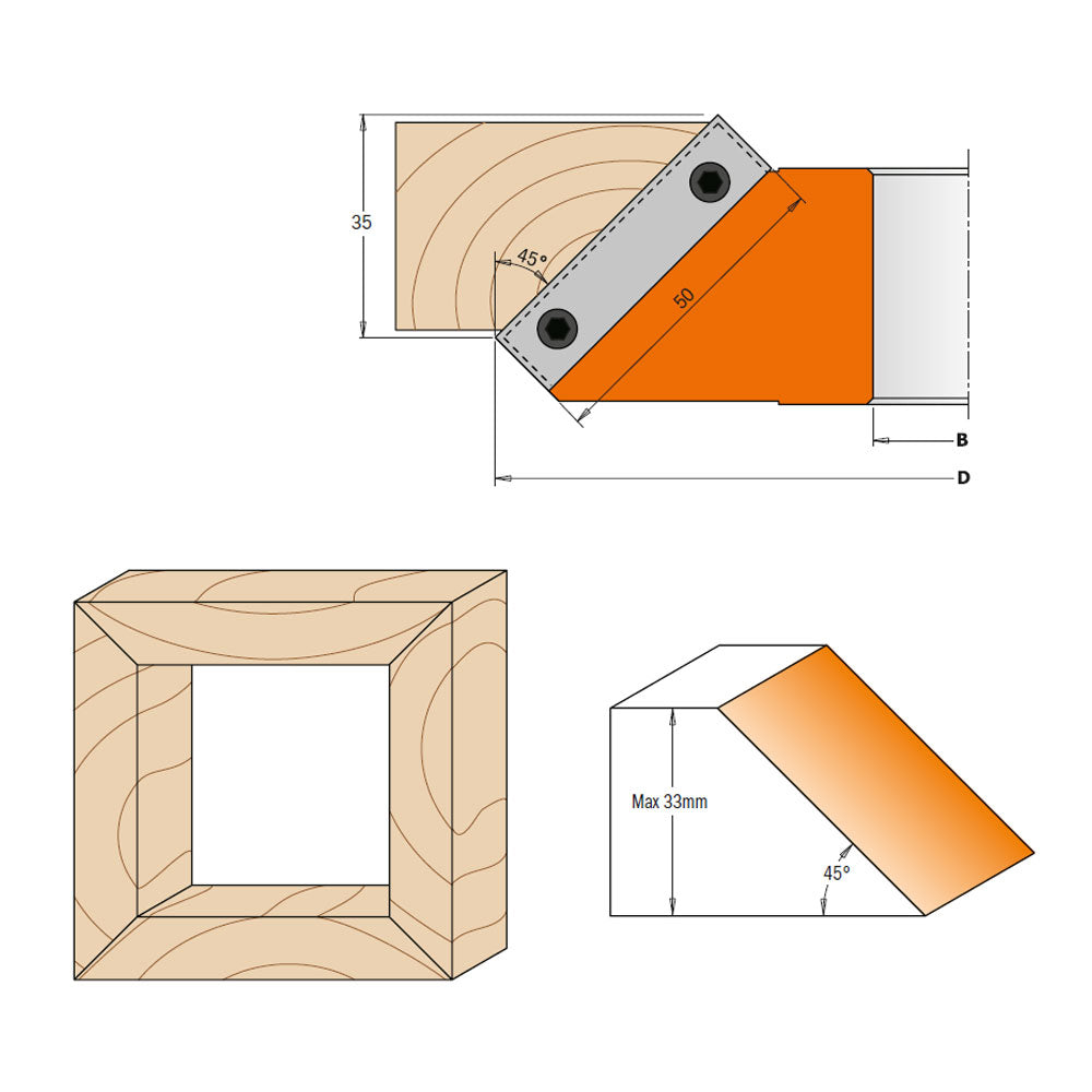 Fasenkopf 45° D150x50x30 Z2