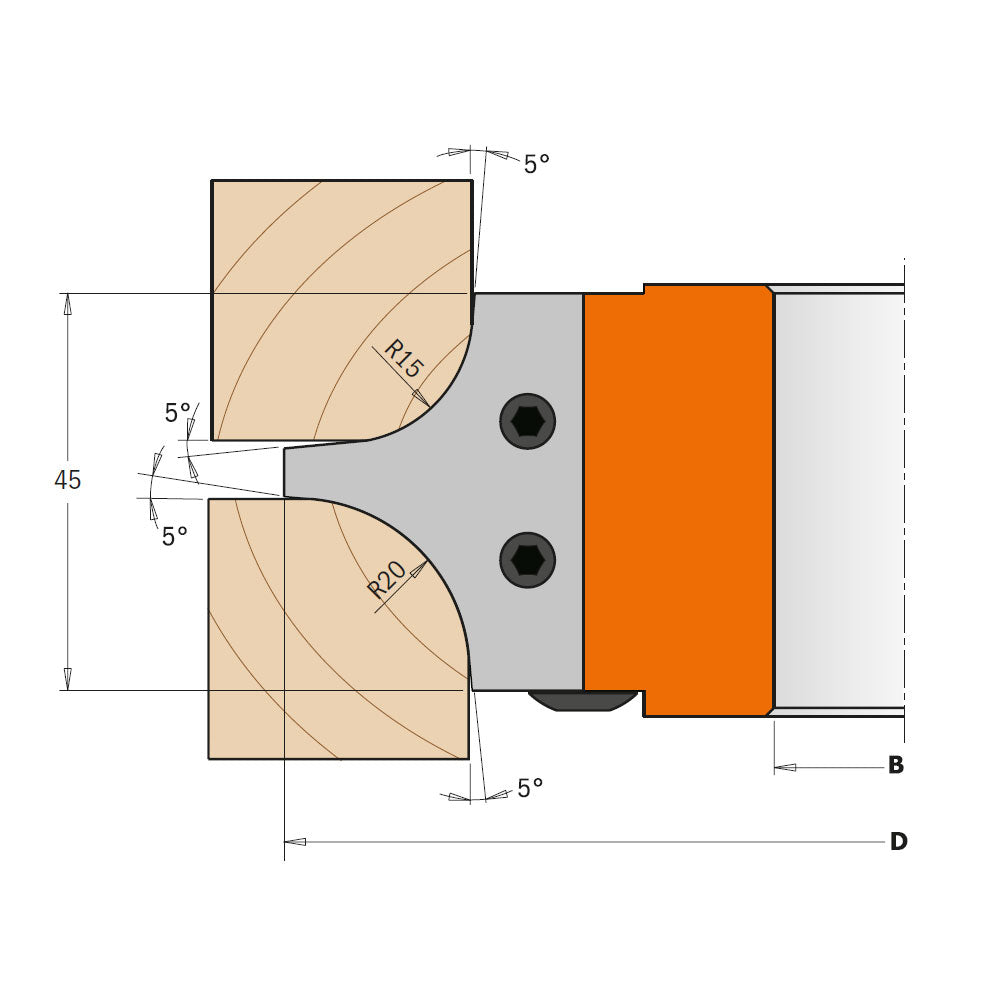 Konkaver Mehrradius-Kopf R15/20 D143x25x30