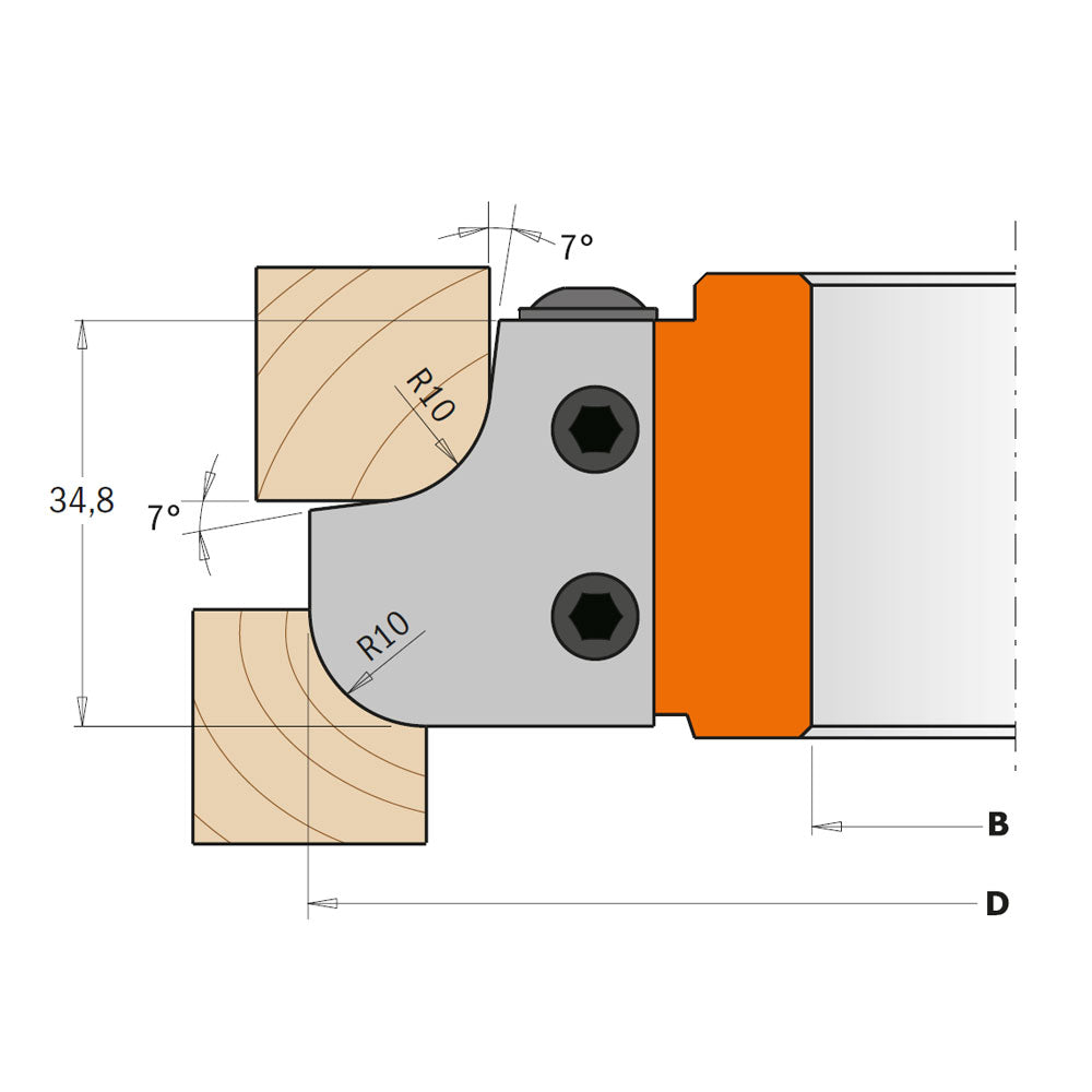Konkav und Konvex Multi Radius Fräskopf R10 D132x40x40 Z2