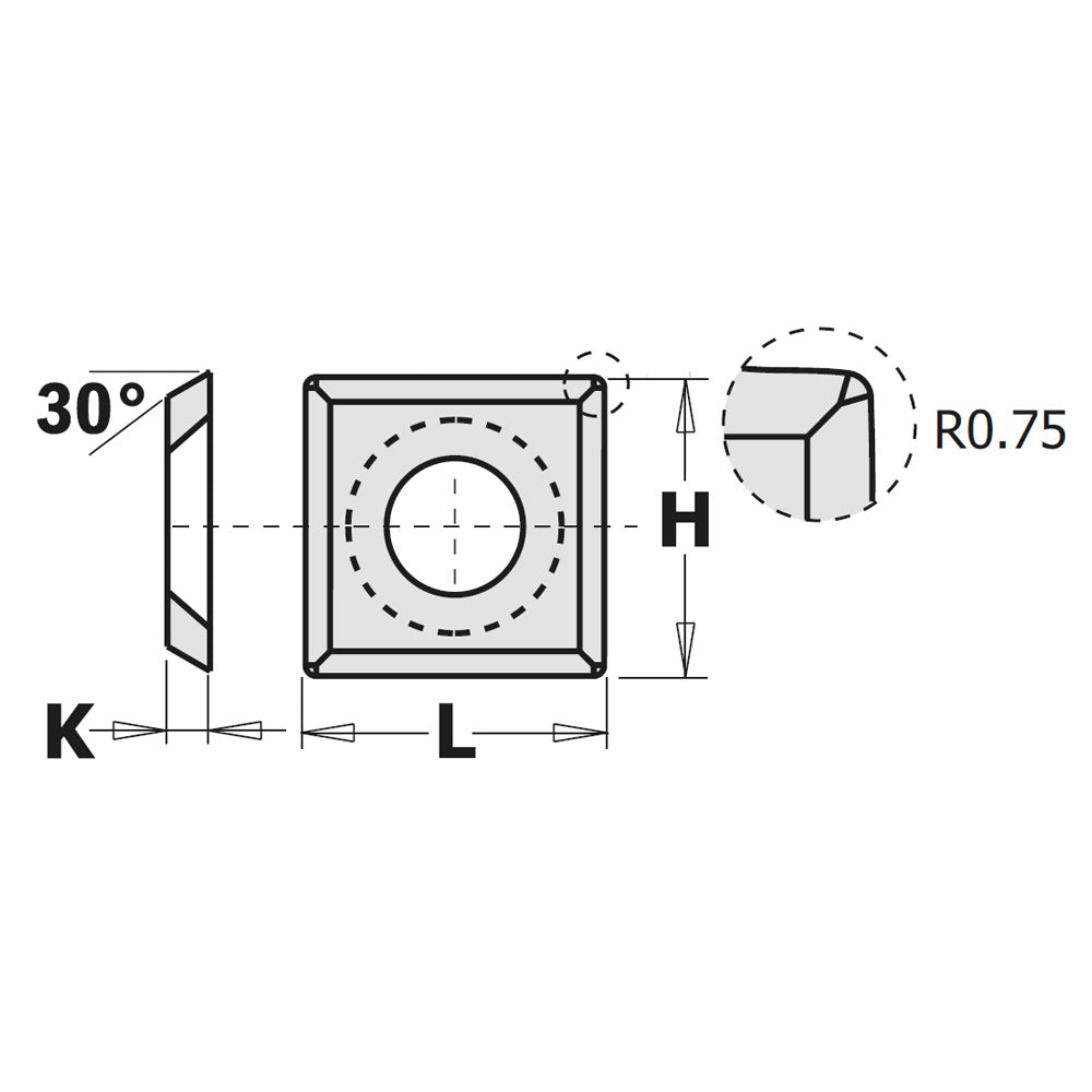 Wendeplatte 12mm x 12mm x 1,5mm – mit Abrundung