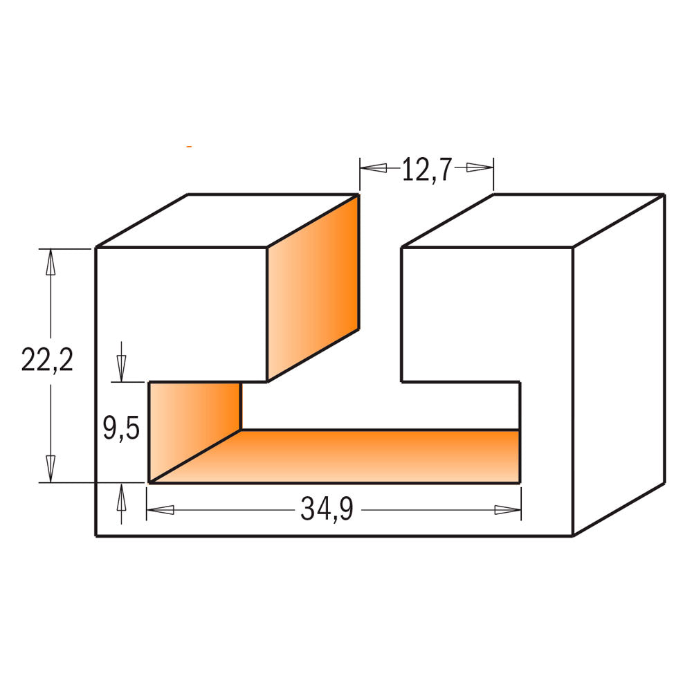 Nutenfräser 34,9mm x 22,2mm | Schaft 12mm K12