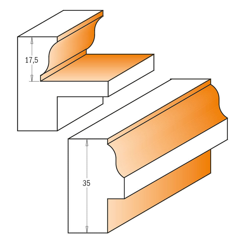 Profilfräsersatz 38mm x 35mm | 12mm Schaft