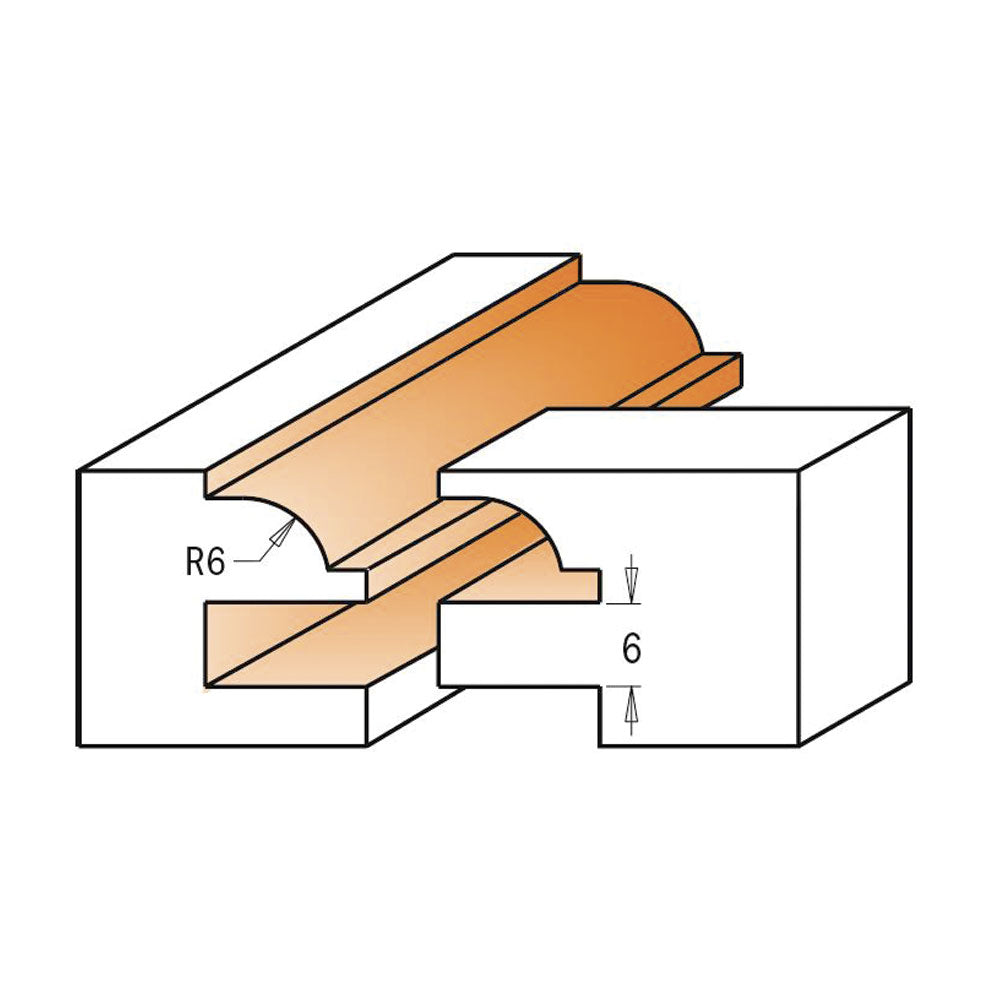 Cuttermesser-Set 2-teilig | Fräsersatz Durchmesser 44,4mm Profil C für Profiltüren |Schaft 12mm