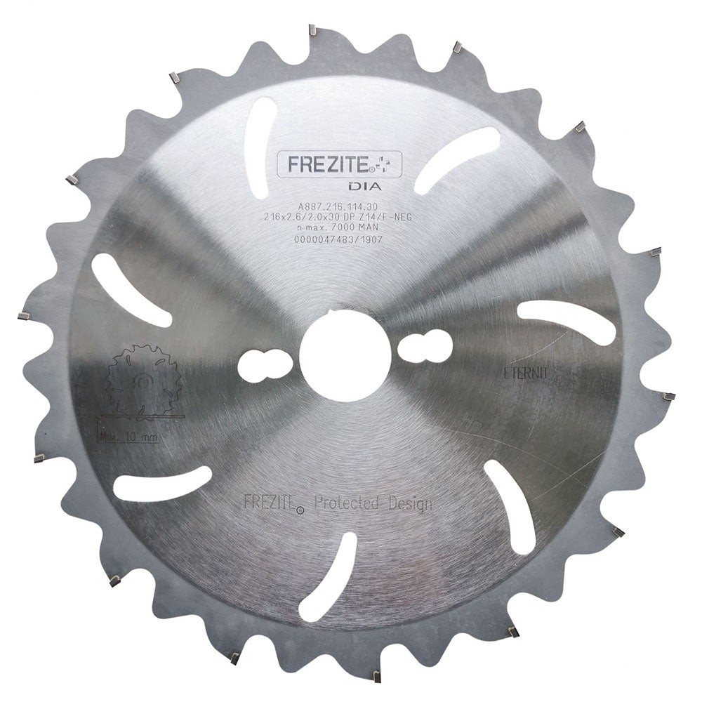 Sägeblatt PCD für Faserzement 216mm x 2,6mm x 30mm Z14 NEG