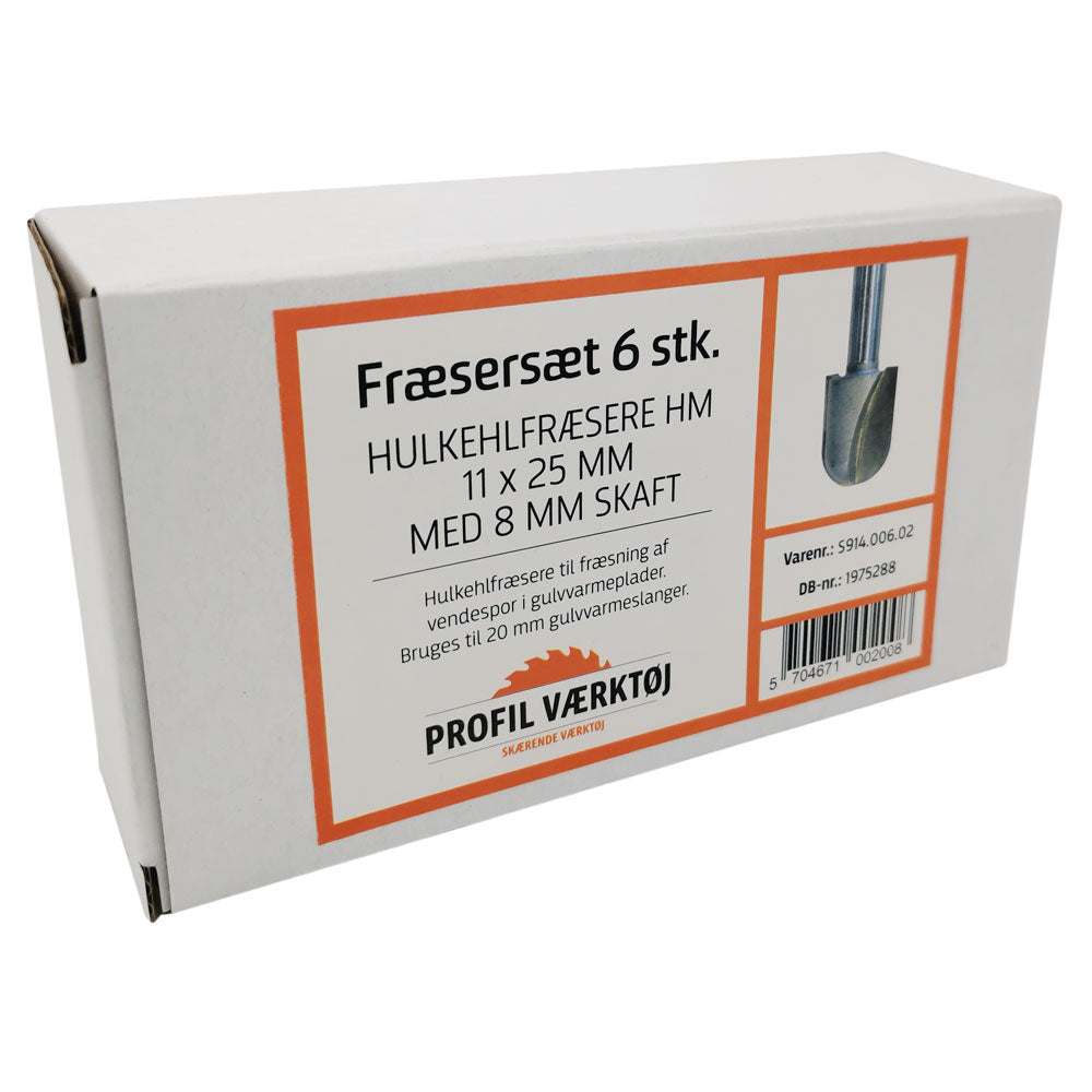 Schneidmesserset 6-teilig 22mm | Fräsersatz für 20mm Fußbodenheizungsrohr | 8mm Schaft