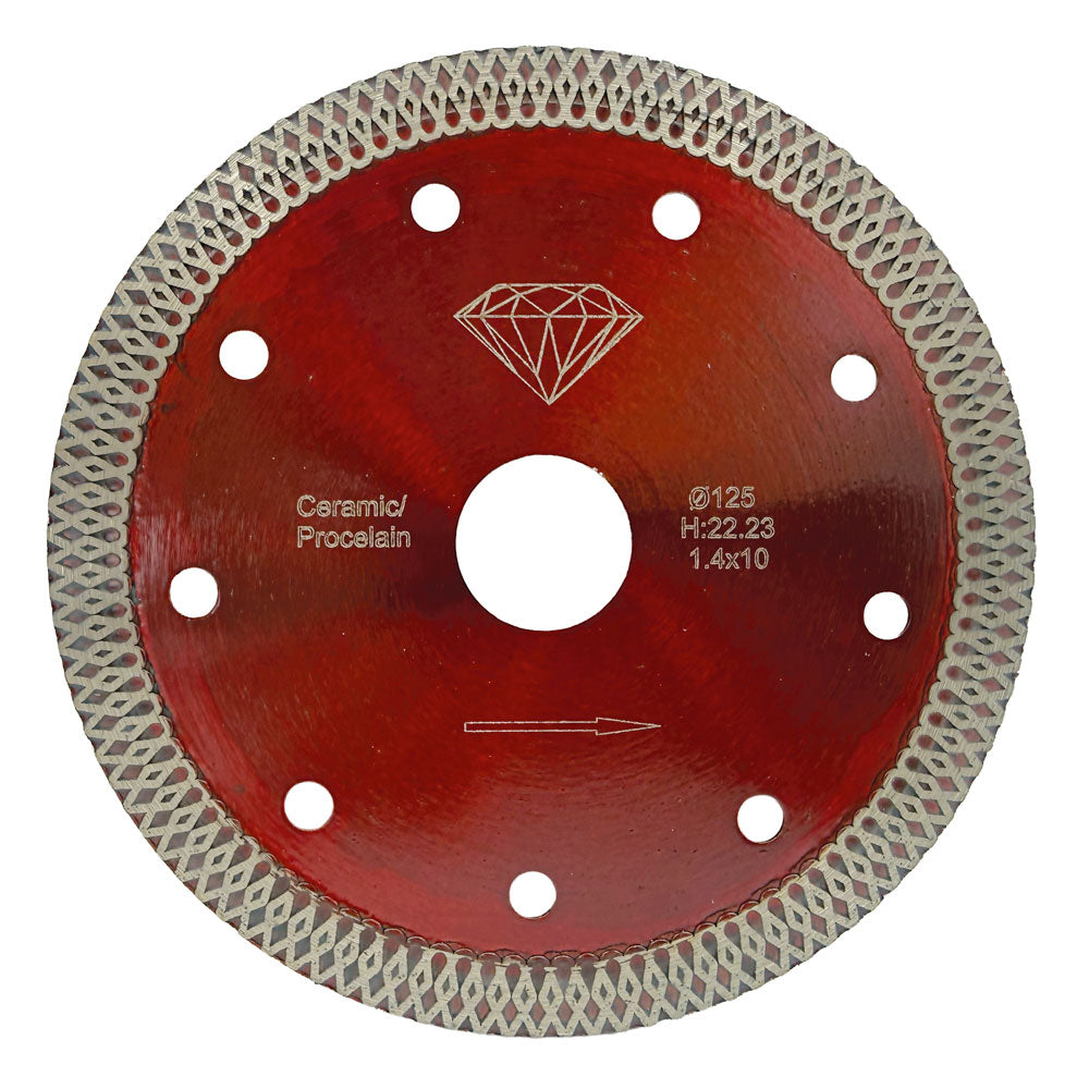 Diamantscheibe 125x22,2 mm - ROT - Schmal - Für Keramik/Feinsteinzeug