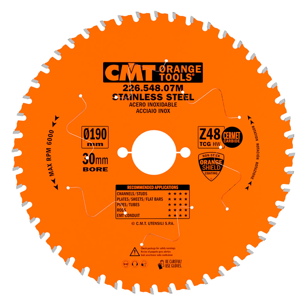 Sägeblatt 190mm x 1,8mm x 30mm Z48 für Edelstahl