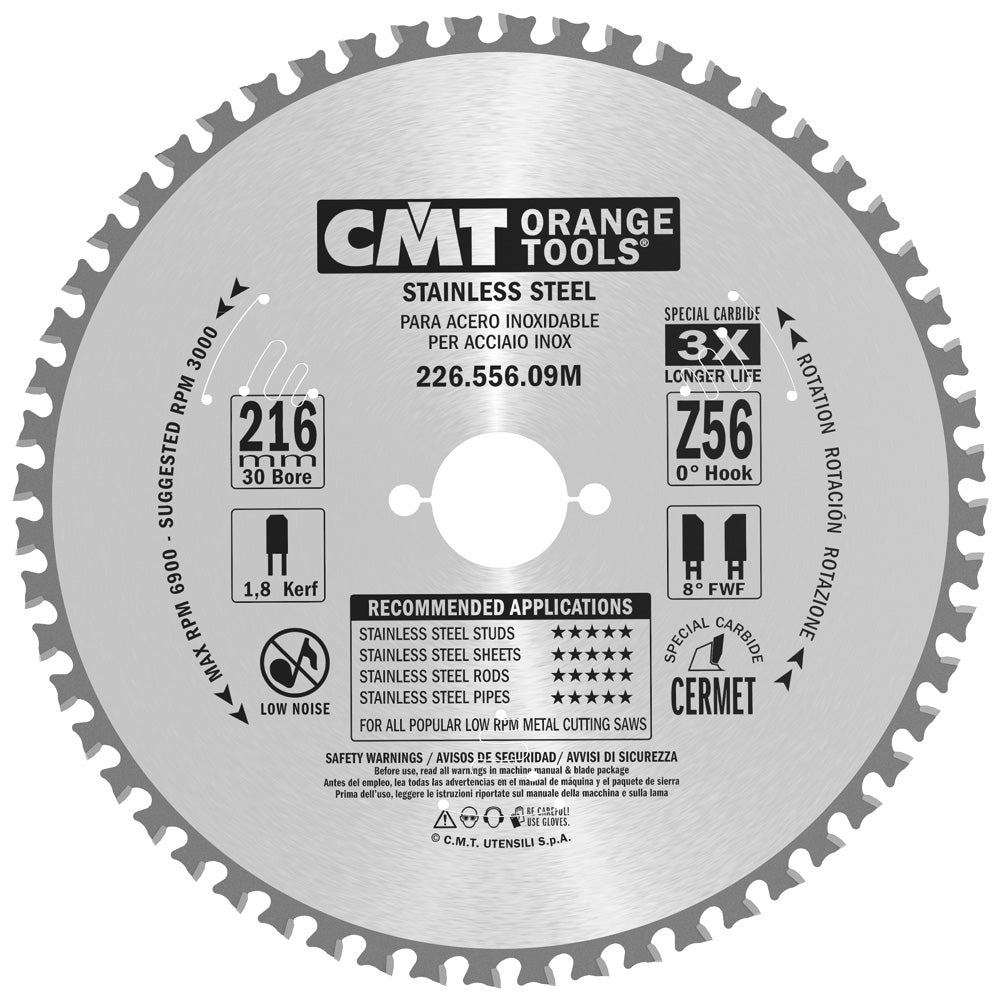 Sägeblatt 216mm x 1,8mm x 30mm Z56 für Edelstahl