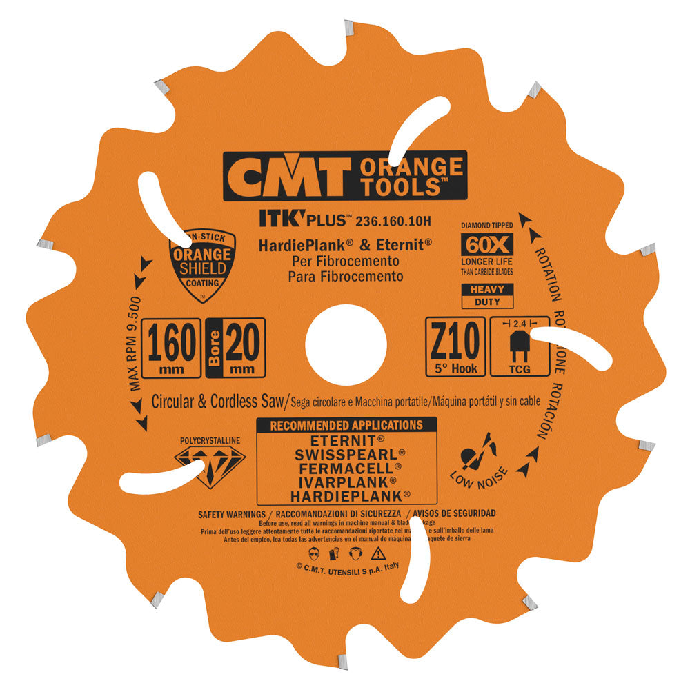 Sägeblatt PCD für Faserzement 160mm x 2,4mm x 20mm Z10 F