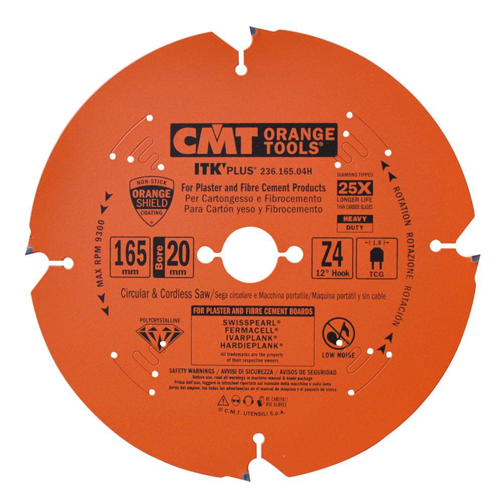 Sägeblatt PKD für Faserzement 165mm x 1,8mm x 20mm Z4 F