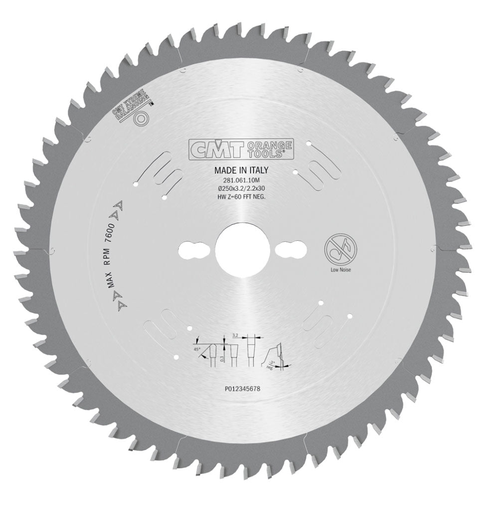Sägeblatt 250mm x 3,2mm x 30mm Z60 TFF Neg