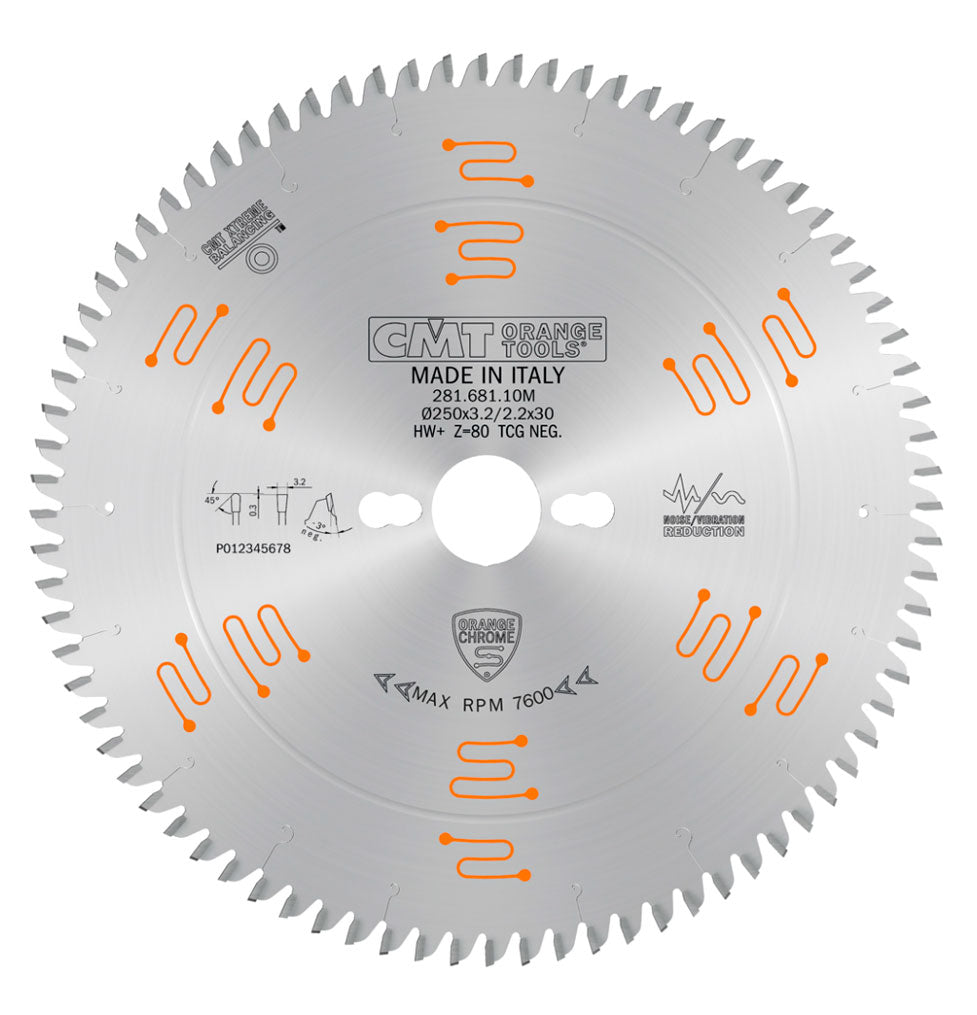 Sägeblatt 250mm x 3,2mm x 30mm Z80 TF Neg Chrom