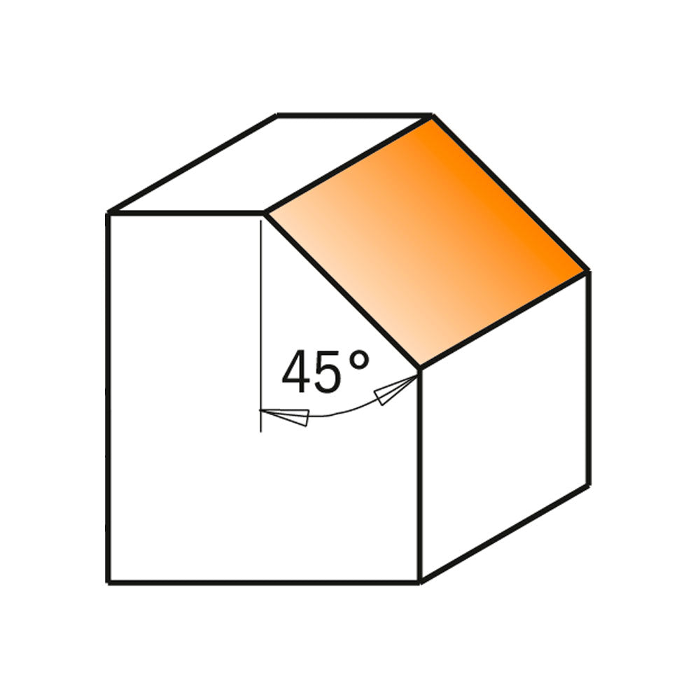 Fasefräser 45 Grad | 25mm x 8mm | 6mm Schaft | Ohne Anlaufring