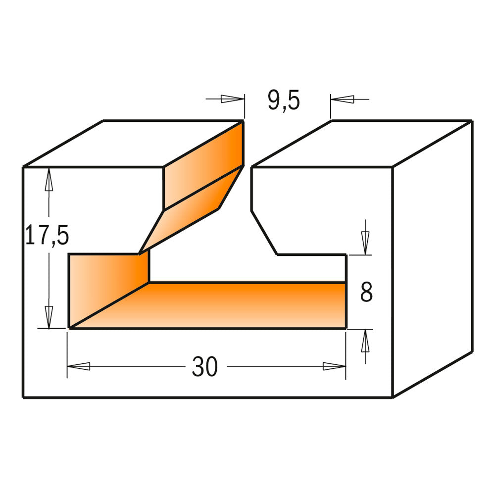 Nutenfräser 30mm x 17,5mm | Schaft 8mm