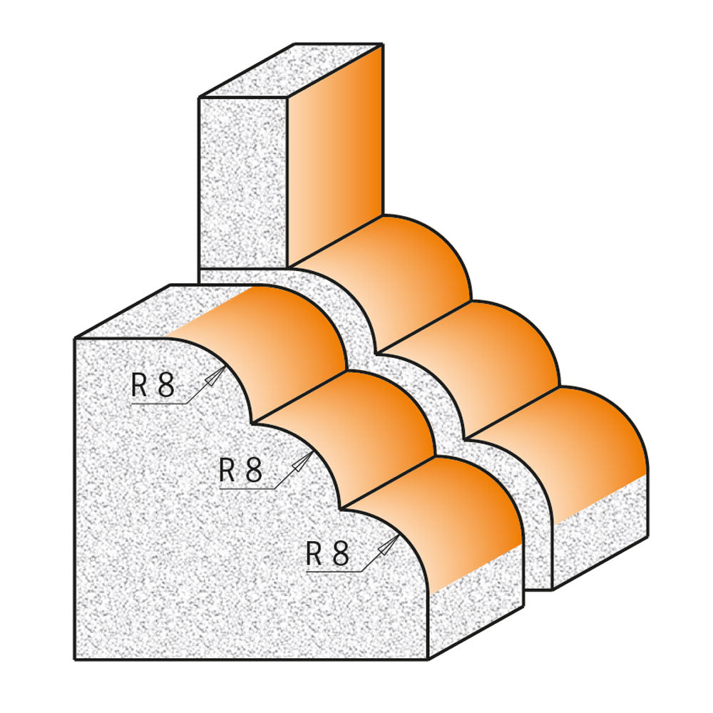 Profilfräser 66,7mm x 41,3mm | R8 | 12mm Schaft | Für Corian