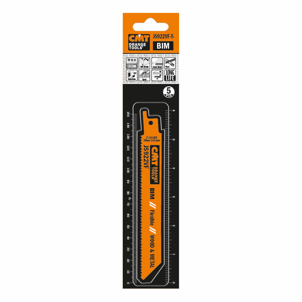 Säbelsägeblatt 150mm BIM für dünnes Metall - 5er-Pack