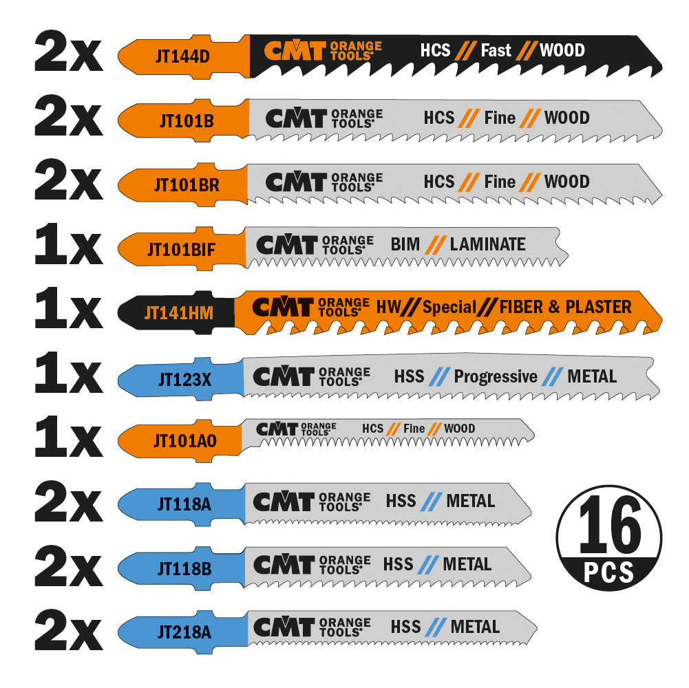 Stichsägeblatt-Set, 16-teilig