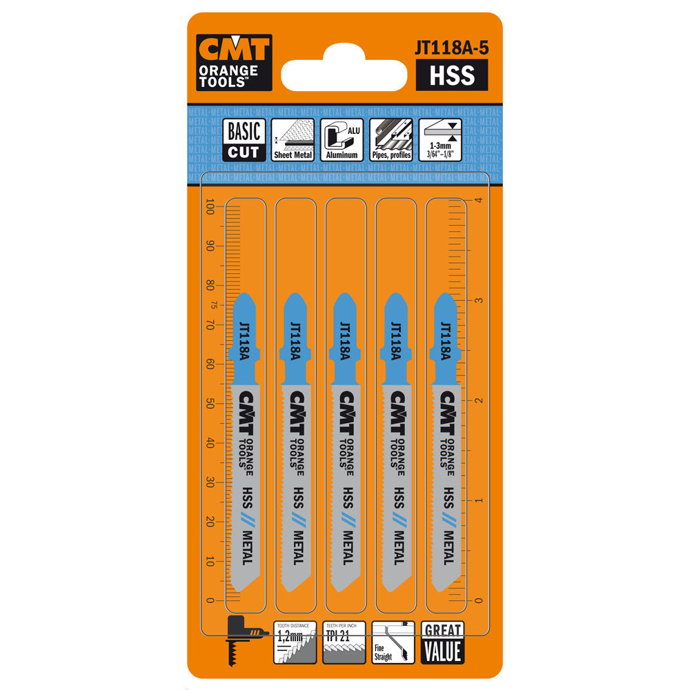 Stichsägeblatt 50mm HSS für dünnes Metall - 5er-Pack