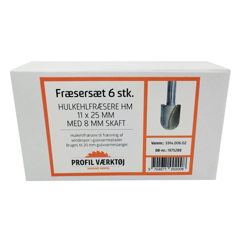 Schneidmesserset 6-teilig 22mm | Fräsersatz für 20mm Fußbodenheizungsrohr | 8mm Schaft